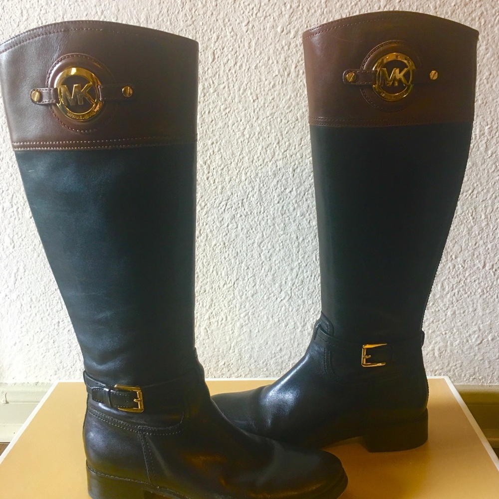 Michael Kors Riding Boots Black & Mocha